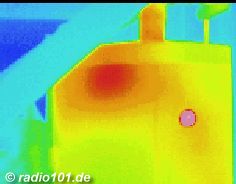 Thermographic picture - Infrarouge photograph: 1000-Litres - electric boiler with thermal leakage by poor insulation