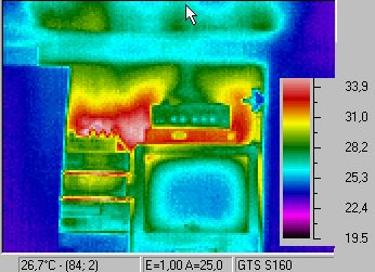 Thermographiebilder / Wärmebilder: Fernsehschrank mit aufsteigender Wärme