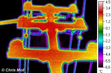 Thermografiebild: Stromleitung / Mast