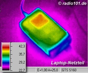 AC adaptor of a notebook (thermographic picture)